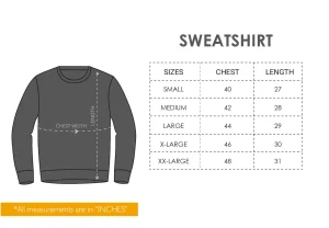 Marsboy Men's Sweatshirt Size Chart