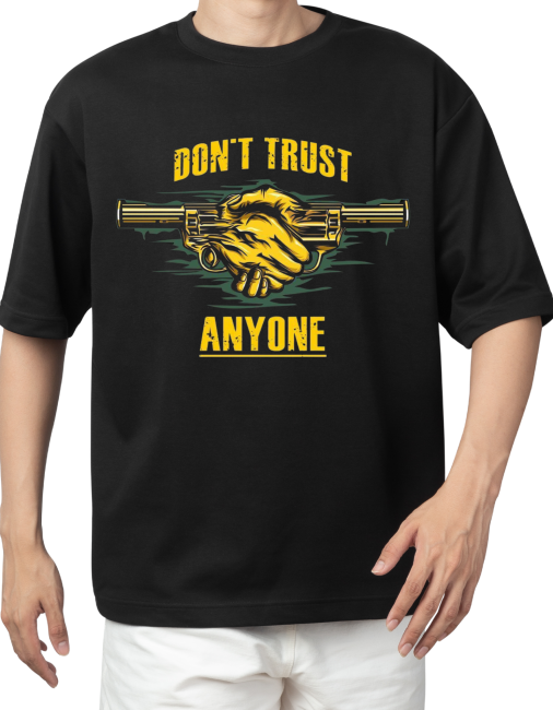 Oversized Black Tshirt with gun quote