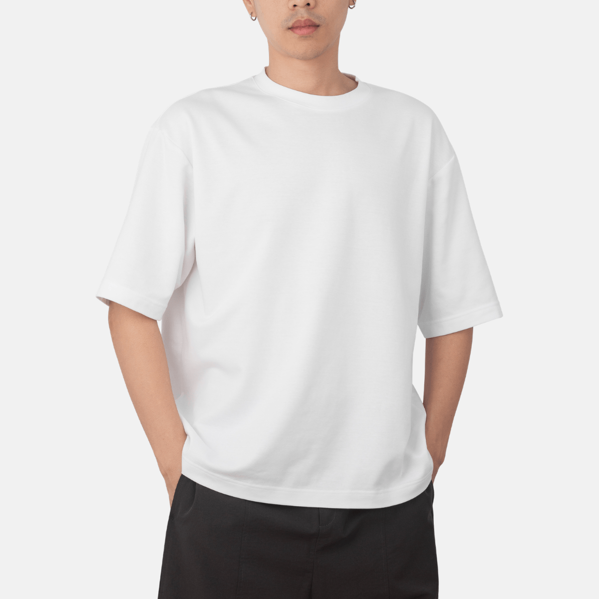 Marsboy Pure Cotton Oversized Round Neck T-Shirt – 180 GSM white
